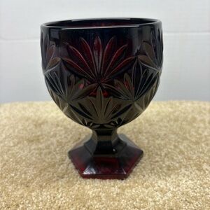 Ruby Red Cranberry Heavy Glass Candy Dish Chalice Compote Goblet Luminarc France